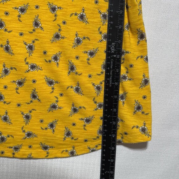 Liz Claiborne Blouse Women's Sm Yellow Short Cap Sleeve Flower Lace Square Neck - Picture 5 of 8